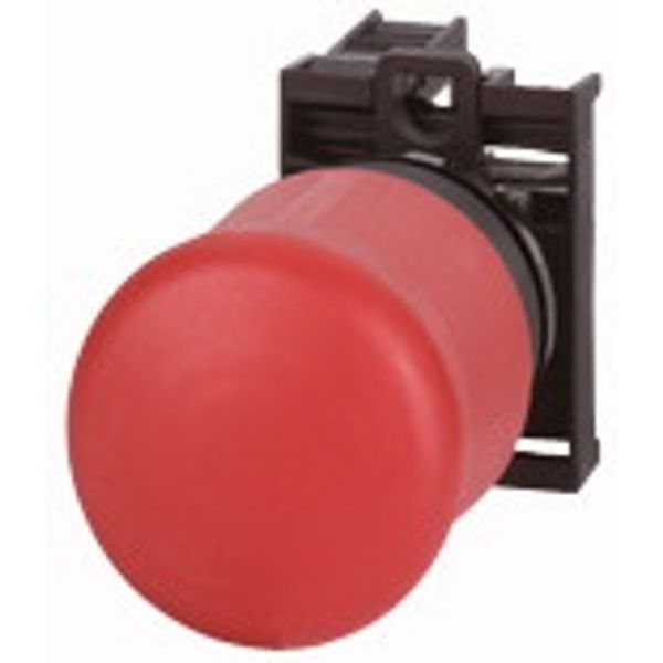 Emergency stop/emergency switching off pushbutton, RMQ-Titan, Mushroom-shaped, 38 mm, Non-illuminated, Key-release, Red, yellow, RAL 3000, Not suitabl image 1