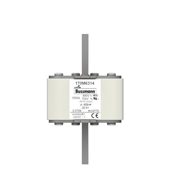 Fuse-link, high speed, 1000 A, AC 690 V, size 3, 76 x 92 x 126 mm, aR, IEC, type T indicator image 12