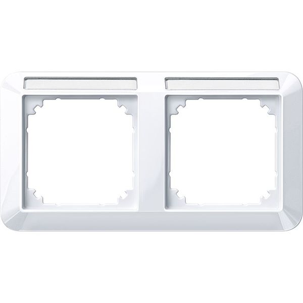 1-M frame, 2f. m. label holder, horizontal installation, active white glossy image 1