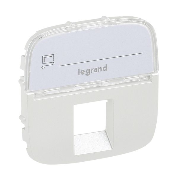 Cover plate Valena Allure - RJ 45/RJ 11/RJ 12 socket - with label holder - pearl image 1