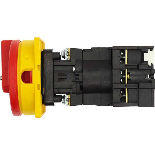 Main switch, P1, 32 A, rear mounting, 3 pole, Emergency switching off function, With red rotary handle and yellow locking ring, Lockable in the 0 (Off image 23