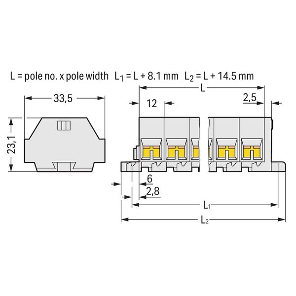 4-conductor terminal strip without push-buttons suitable for Ex e II a image 2