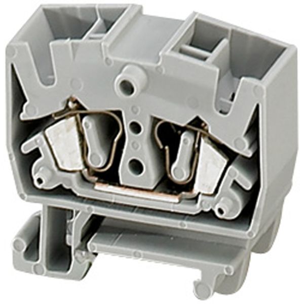 SPRING TERMINAL, MINI 15MM RAIL, FEED THROUGH, 4 POINTS, 2,5MM², GREY image 1