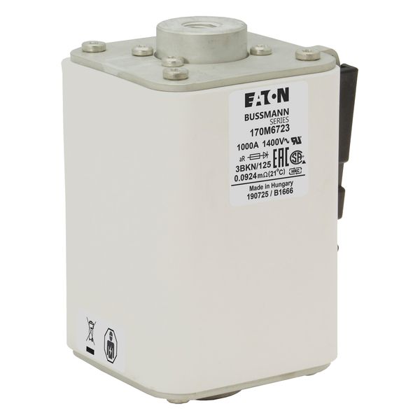 Fuse-link, high speed, 1000 A, AC 1400 V, size 3, 76 x 92 x 125 mm, aR, IEC, single indicator image 16