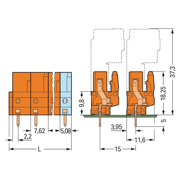 THT female header straight Pin spacing 7.62 mm orange image 3