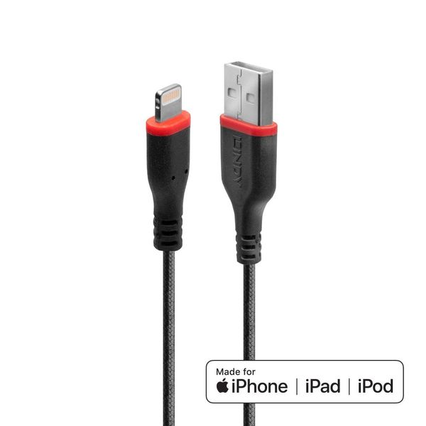 1m Reinforced USB Type A to Lightning Cable USB Type A Male to Lightning Male image 1