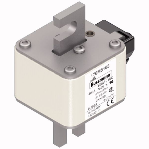 Fuse-link, high speed, 400 A, AC 690 V, DIN 2, 61 x 77 x 108 mm, aR, DIN, IEC, single indicator image 3