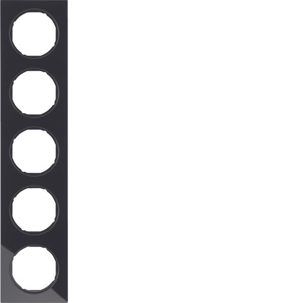 Frame 5gang, R.3, glass black image 1