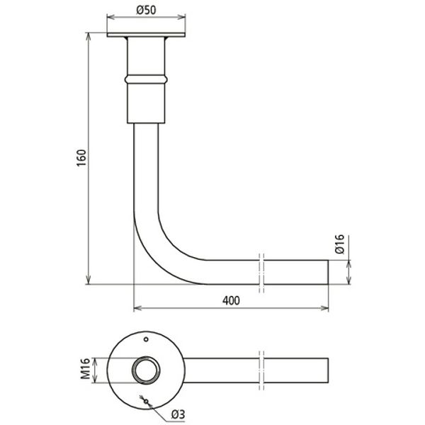 Reinf. steel earthing bridge, angled, conn. plate with M16 thread D 50 image 2