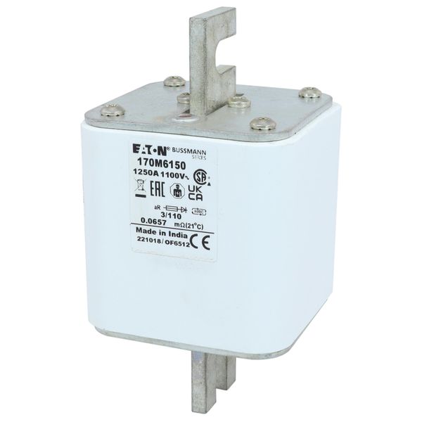 Fuse-link, high speed, 1250 A, AC 1100 V, size 3, 76 x 90 x 139 mm, aR, DIN, IEC, single indicator image 5