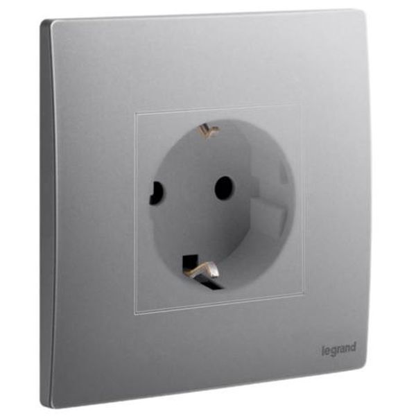 Mallia Senses - 1 gang German socket outlet - 16A - 2 poles with earth - Dark Silver image 1