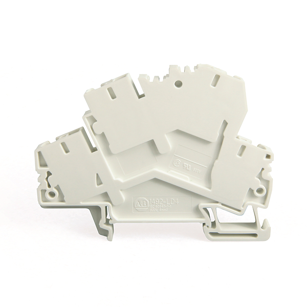 Allen-Bradley 1492-LD4C Spring Clamp Terminal Block, Two-Circuit Feed-Through Block, 4 mm (# 22 AWG - # 10 AWG) or 2.5 mm (# 22 AWG - # 12 AWG), Two circuits connected by a Commoning Bar, Gray (Standard), image 1