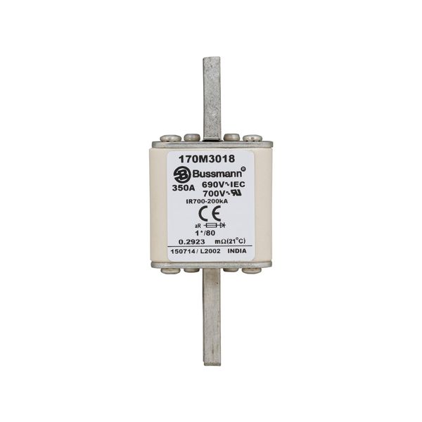 Fuse-link, high speed, 350 A, AC 690 V, compact DIN 1, 45 x 45 x 104 mm, aR, DIN, IEC, single indicator image 7