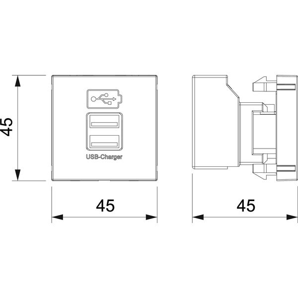 MTG-2UC2.1 AL1 USB charger with 2.1 A charging current 45x45mm image 2