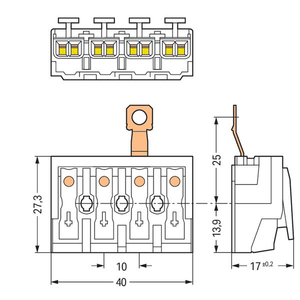 Lighting connector push-button, external with screw-type ground contac image 4