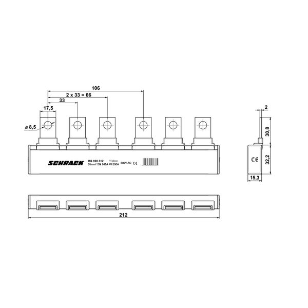 ARROW II-busbar 2x00 for 3-pole fuse switch image 2