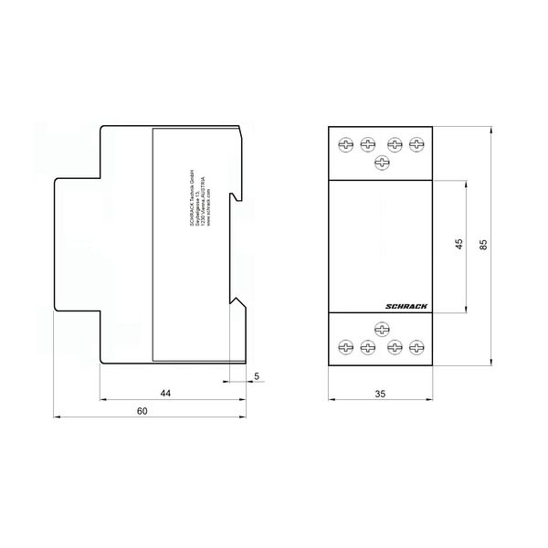 DIN Rail contactor 25A, 3 NO + 1 NC, 230VAC, 2MW, AMPARO image 4