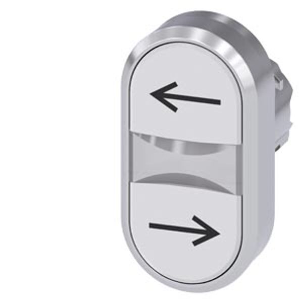 Twin pushbutton, 22 mm, round, metal, shiny, white: arrow pointing...3SU1050-3AB66-0AM0-Z X90 image 1