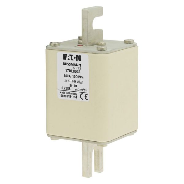 Fuse-link, high speed, 550 A, AC 1000 V, Size 2, 61 x 61 x 141 mm, aR, DIN, IEC, single indicator image 6