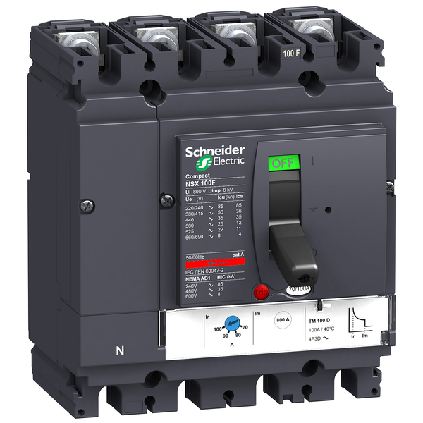 circuit breaker ComPact NSX100F, 36 kA at 415 VAC, TMD trip unit 63 A, 4 poles 4d image 4