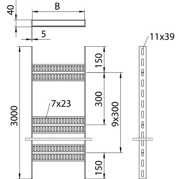 SLZ 150 FT Cable ladder, shipbuilding with Z-rung 40x160x3000 image 2