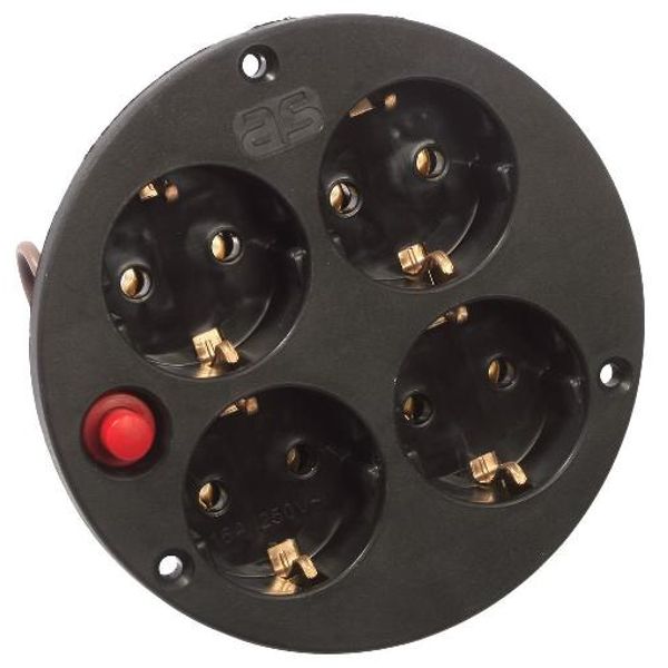 4-way-socket-outlet with thermal switch, german version image 1
