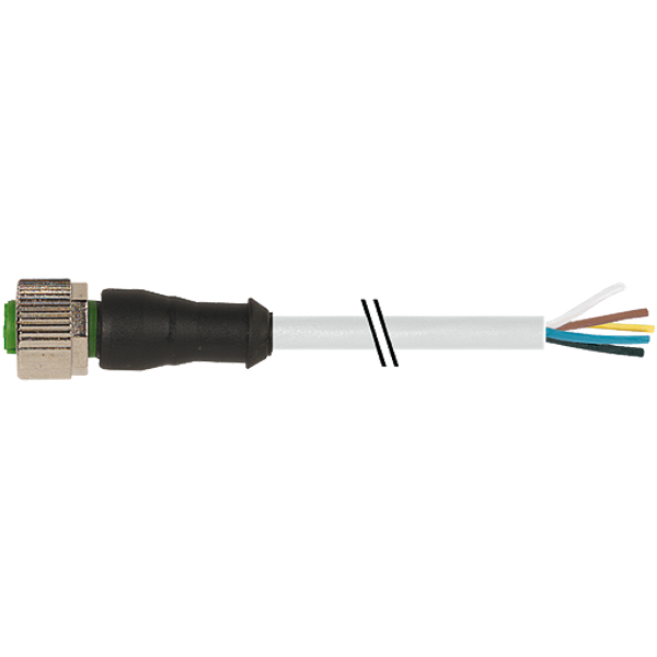 M12 female 0° A-cod. with cable PUR 5x0.34 gy UL/CSA+drag ch. 13m image 1