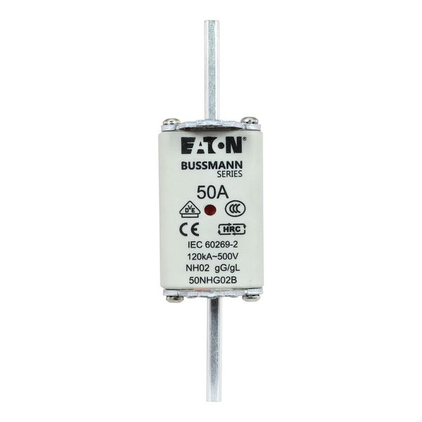 Fuse-link, LV, 50 A, AC 500 V, NH02, gL/gG, IEC, dual indicator, live gripping lugs image 20