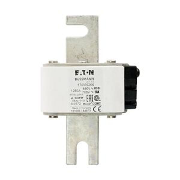 Fuse-link, high speed, 1250 A, AC 690 V, DIN 3, 76 x 92 x 139 mm, aR, DIN, IEC, single indicator image 6