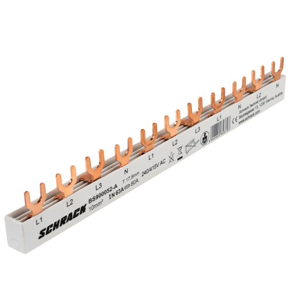 Busbar, 1xRCCB 4-pole, 1xMCB 3-pole, 2xMCB 1+N, 11MW, 10mmý image 3