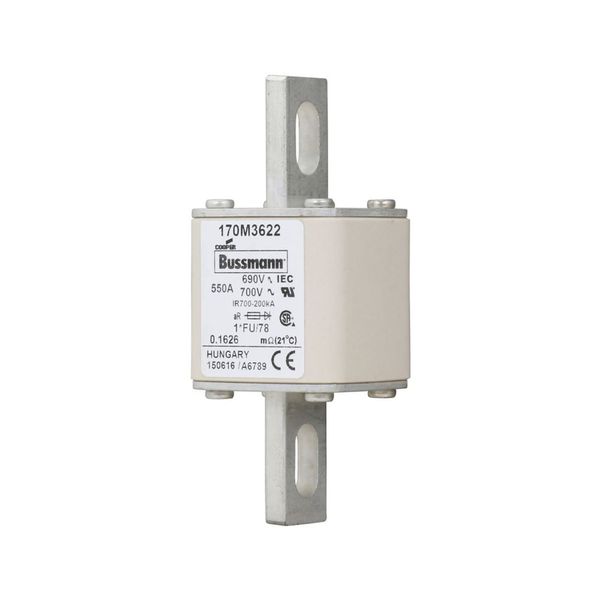 Fuse-link, high speed, 550 A, AC 690 V, compact size 1, 45 x 45 x 110 mm, aR, IEC, UL image 7