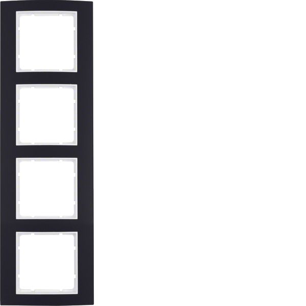 Frame 4gang, B.3, al. black/p. white matt, al. anodised image 1