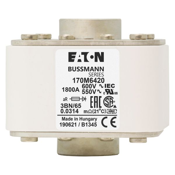 Fuse-link, high speed, 1800 A, AC 600 V, size 3, 76 x 92 x 53 mm, aR, IEC, UL, single indicator image 13