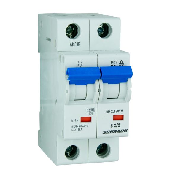 Miniature Circuit Breaker (MCB) B, 2A, 2-pole, 40ø C, 10kA image 1