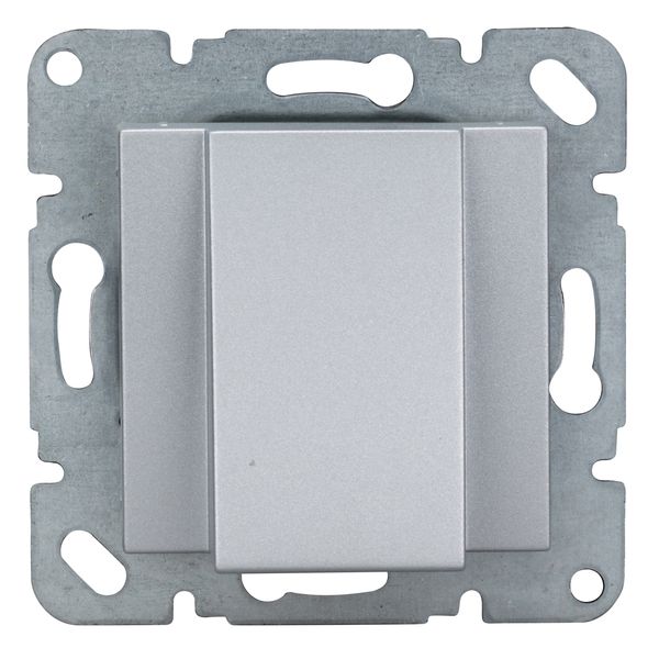 Cable outlet socket with cover, silver image 2