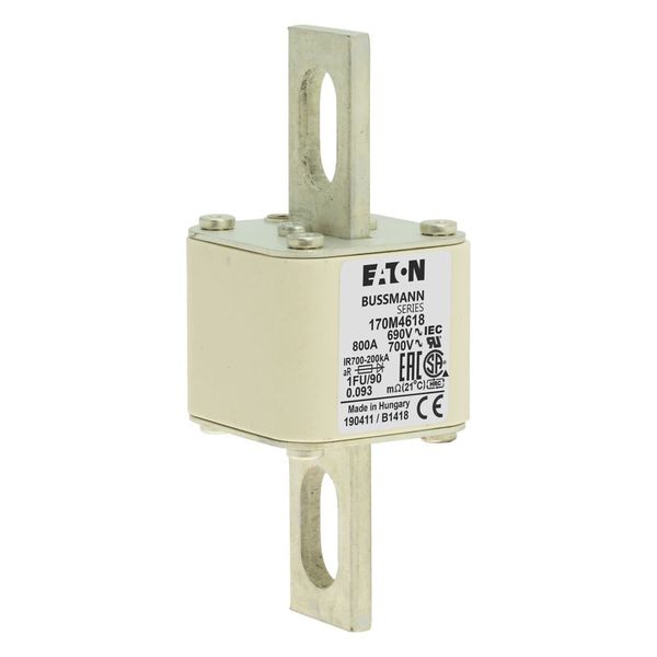 Fuse-link, high speed, 800 A, AC 690 V, size 1, 53 x 69 x 136 mm, aR, IEC, UL, no indicator, 90 mm centers image 6