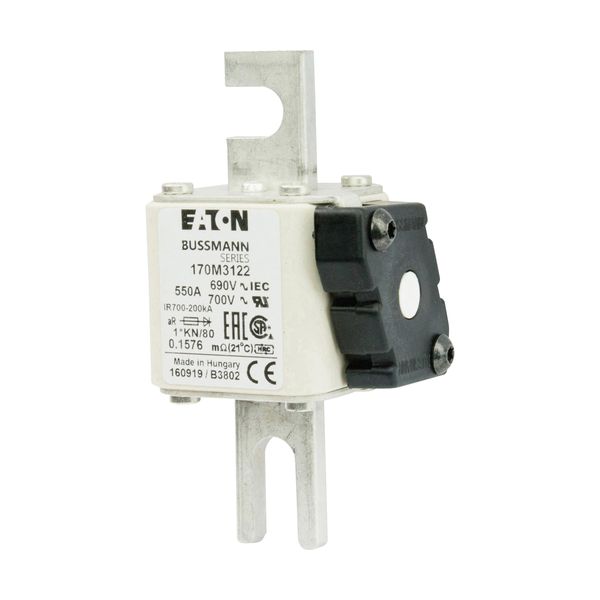 Fuse-link, high speed, 550 A, AC 690 V, compact DIN 1, 45 x 59 x 104 mm, aR, DIN, IEC, single indicator image 5