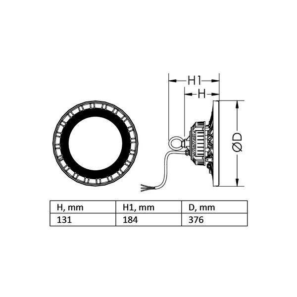 Disc LED 200W 28000lm 4000K IP65 IK08 90ø black image 4