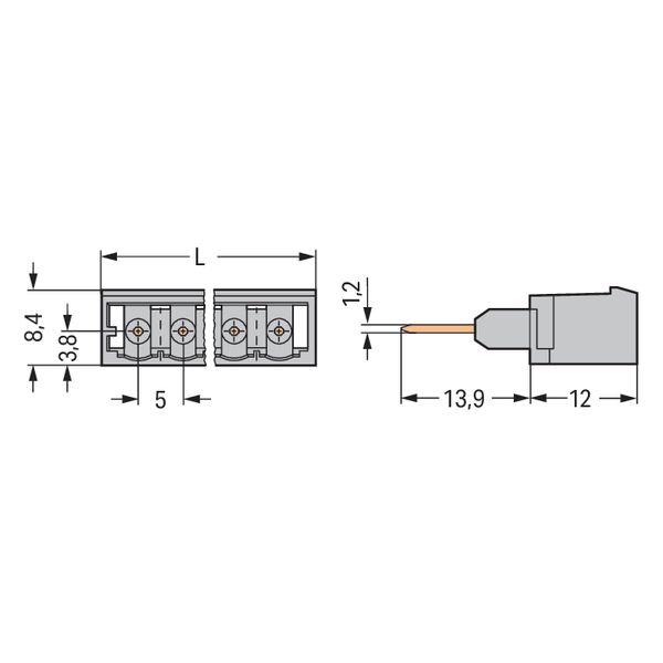 Male connector for rail-mount terminal blocks 1.2 x 1.2 mm pins straig image 4