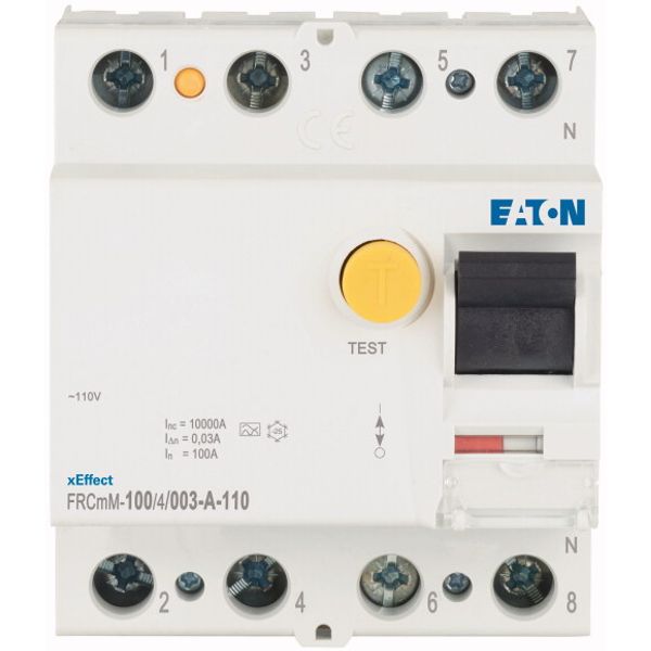 Residual current circuit breaker (RCCB), 100A, 4p, 30mA, type A, 110V image 2
