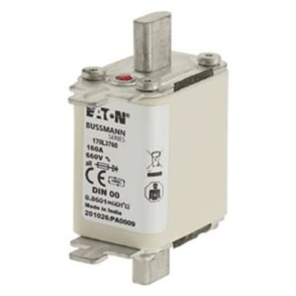 Fuse-link, high speed, 160 A, AC 660 V, DIN 00, 30 x 60 x 78 mm, aR, DIN, IEC, single indicator image 4