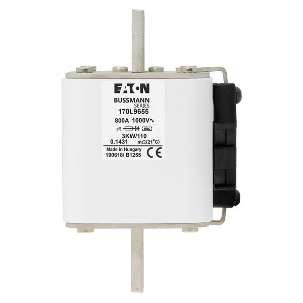 Fuse-link, high speed, 800 A, AC 1000 V, Size 3, 74 x 92 x 141 mm, aR, DIN, IEC, single indicator image 6