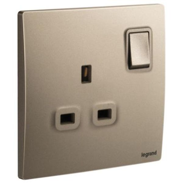 Mallia Senses - 1 gang BS switched socket outlet double pole - 13A - Dark Bronze image 1