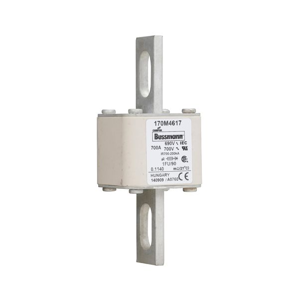 Fuse-link, high speed, 700 A, AC 690 V, size 1, 53 x 69 x 136 mm, aR, IEC, UL, no indicator, 90 mm centers image 16