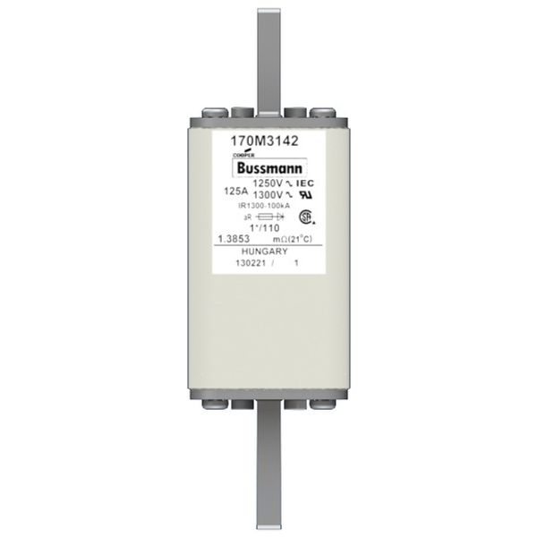 Fuse-link, high speed, 125 A, AC 1250 V, compact size 1, 45 x 45 x 138 mm, aR, DIN, IEC, single indicator image 1