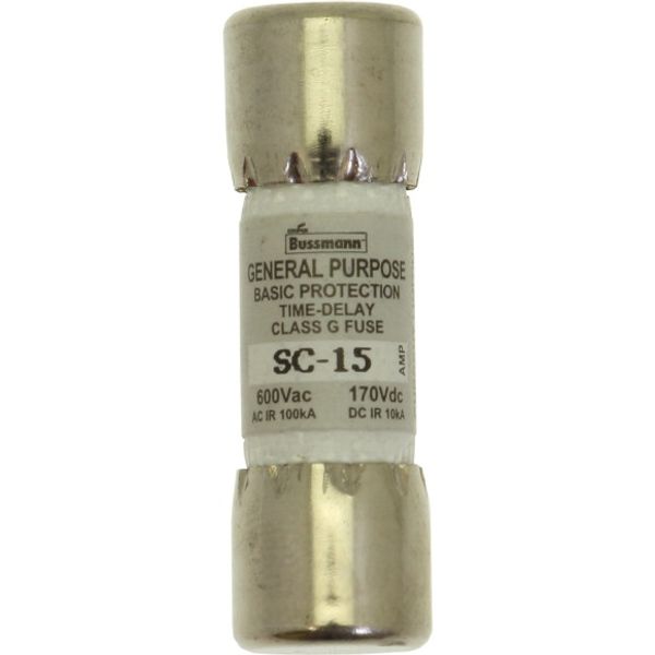 Fuse-link, low voltage, 15 A, AC 600 V, DC 170 V, 33.3 x 10.4 mm, G, UL, CSA, time-delay image 2