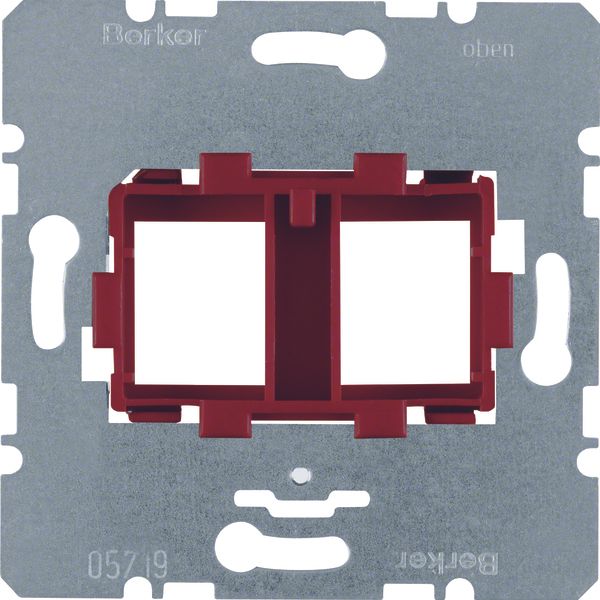 Supporting plate red mounting device 2gang for modular jacks, com-tech image 1