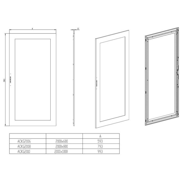 Glazed door for 1 door enclosure H=2000 W=600 mm image 3