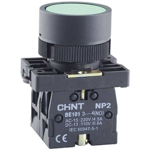 Green metallic direct pilot  (led) 230Vac (NP2-BV63/L/230) image 1