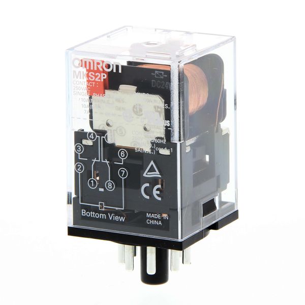 Relay, plug-in, 8-pin, DPDT, 10 A, mech indicator image 1